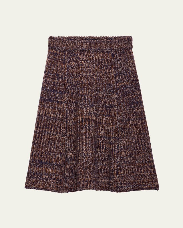 Cashmere-Wool Mouline Midi Skirt